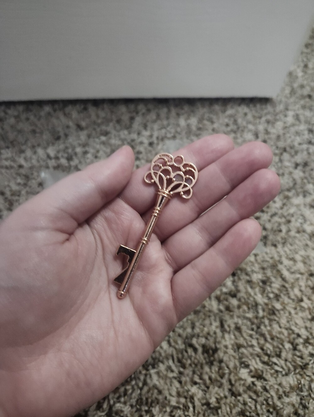 Decorative Vintage-Style Rose Gold Key Accent